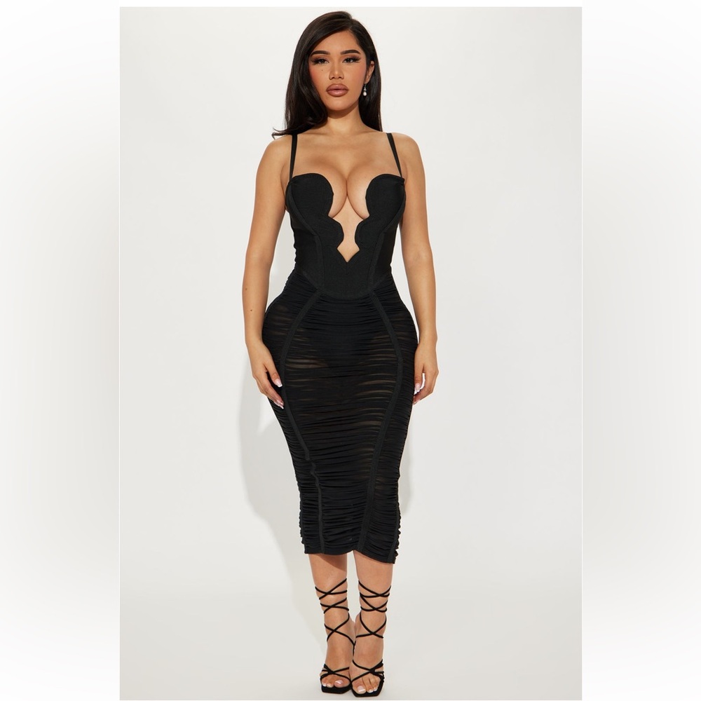 Bandage midi dress black size Large